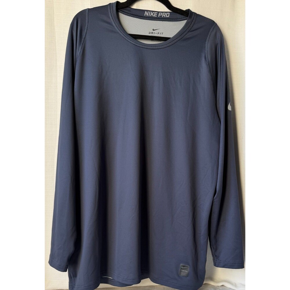 Nike Pro Dri-FIT Long Sleeve Shirt Men’s XXL Gray Training Athletic Top